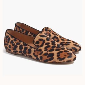 J. Crew Leopard calf hair smoking loafers size 7 1/2